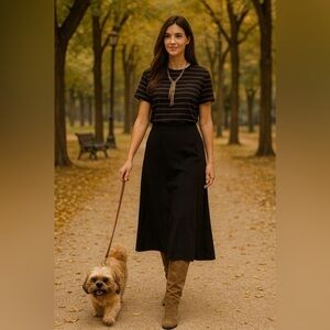 Reitmans black  full A-line skirt w/ back zip & top hook closure. 🖤